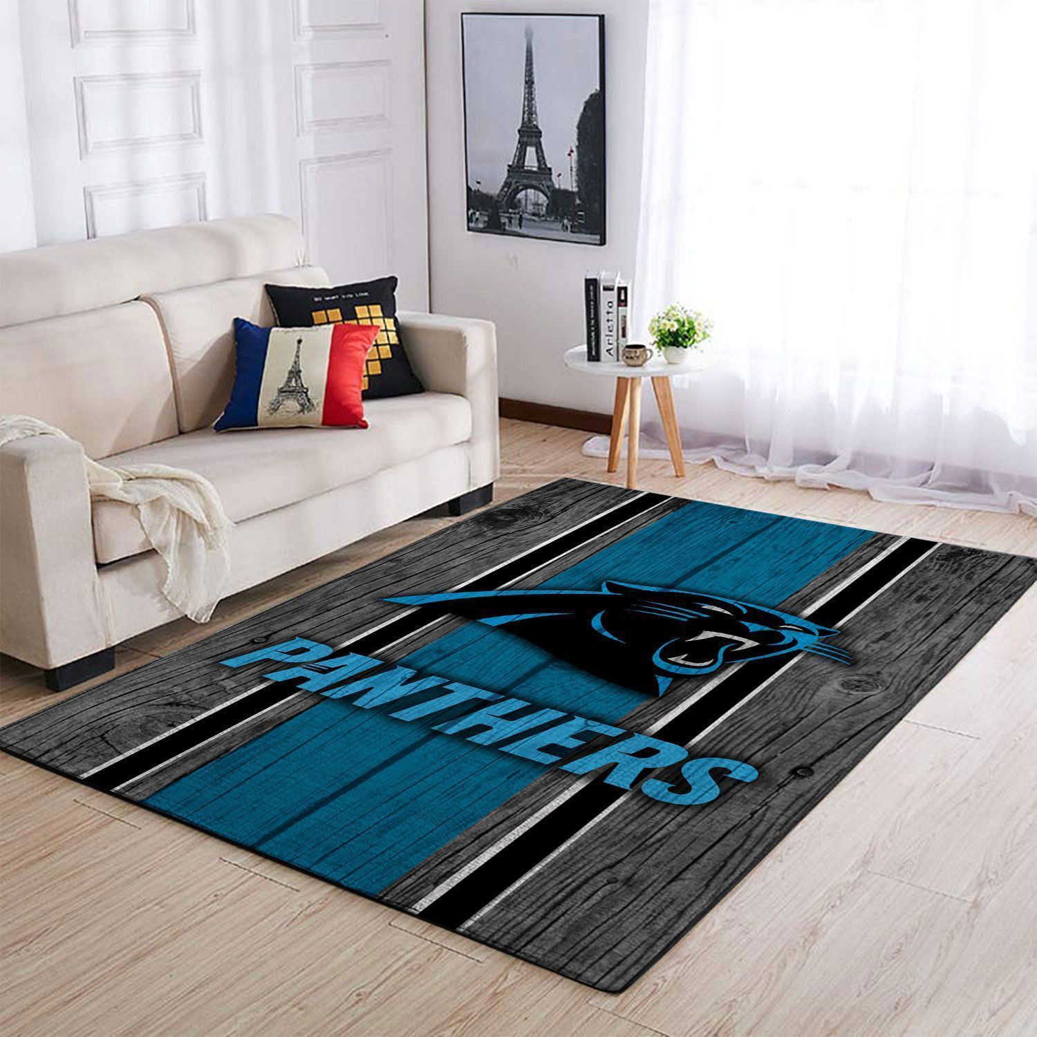 Deschea Carolina Panthers Nfl Area Rugs Football Team Logo Wooden Style