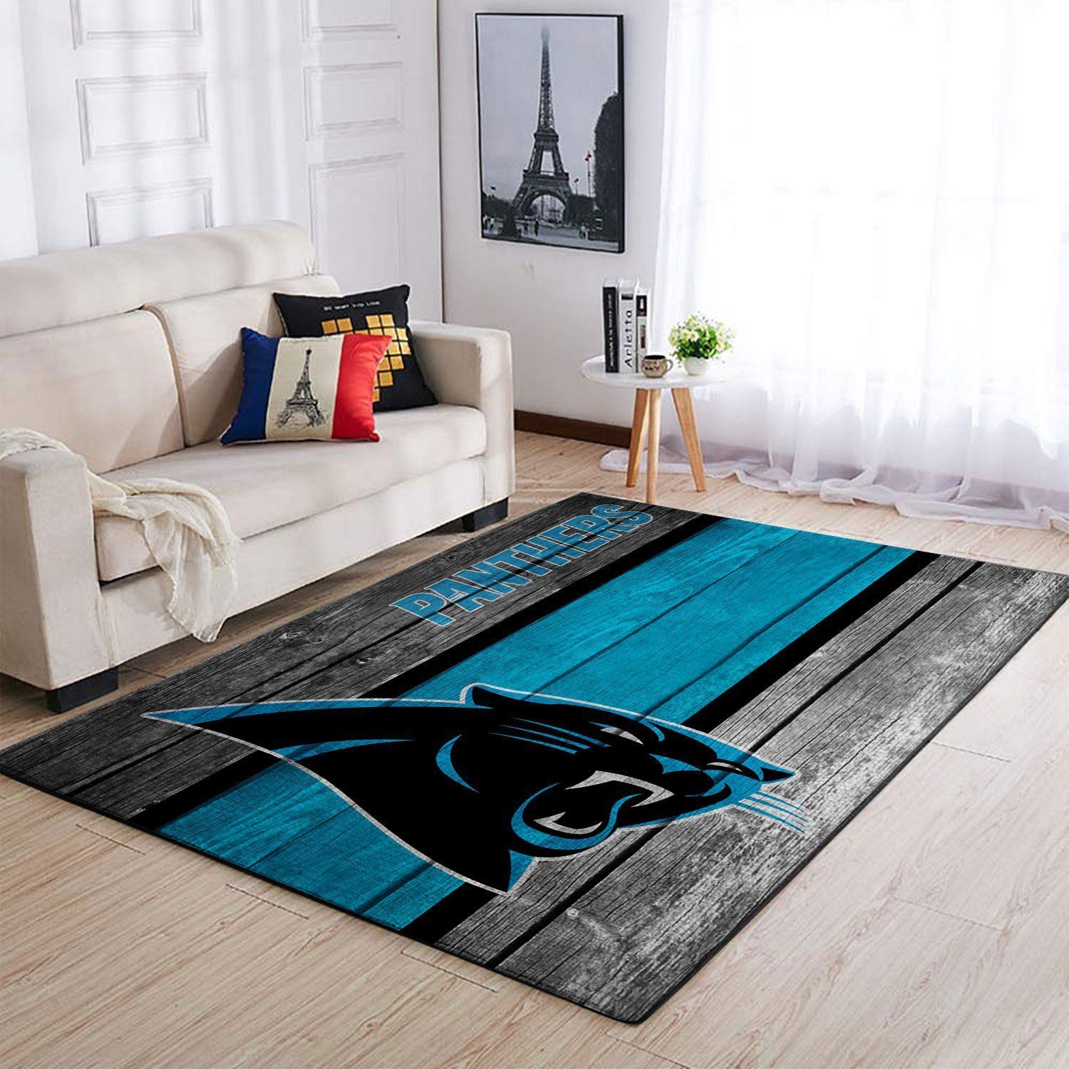 Deschea Carolina Panthers Nfl Team Logo Area Rugs Wooden Style Sports