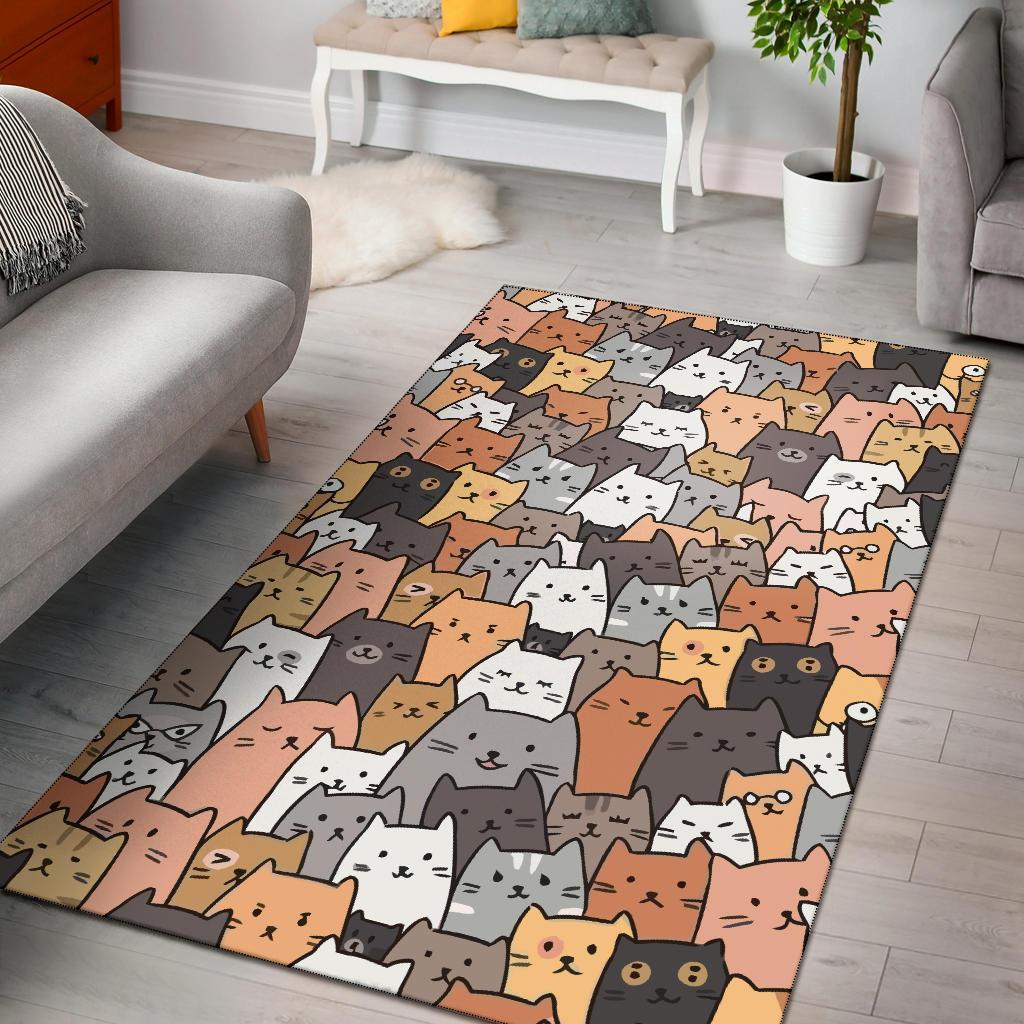 Deschea Cat Art Pattern Area Rug