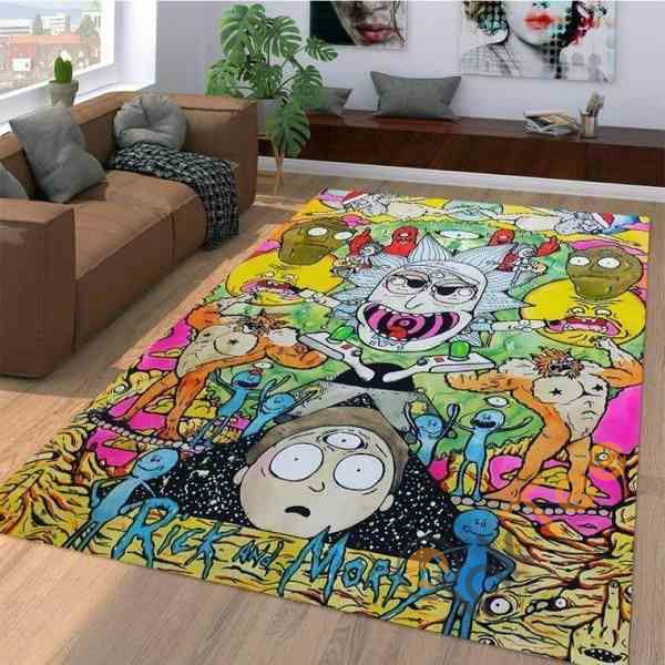 Deschea Chaos Colorful Rick Morty Area Rug