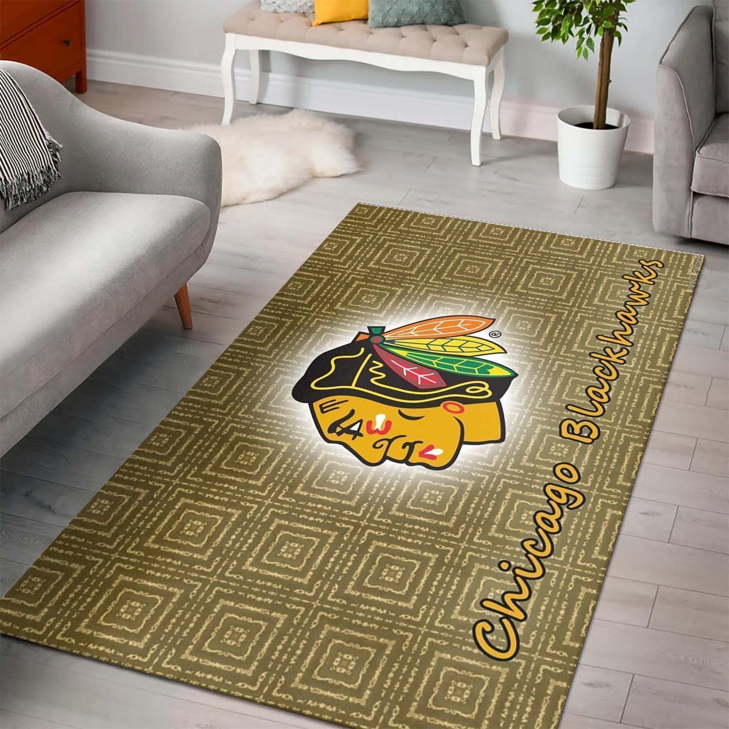 Deschea Chicago Blackhawks Area Rug Nhl Ice Hockey Team Logo V5033