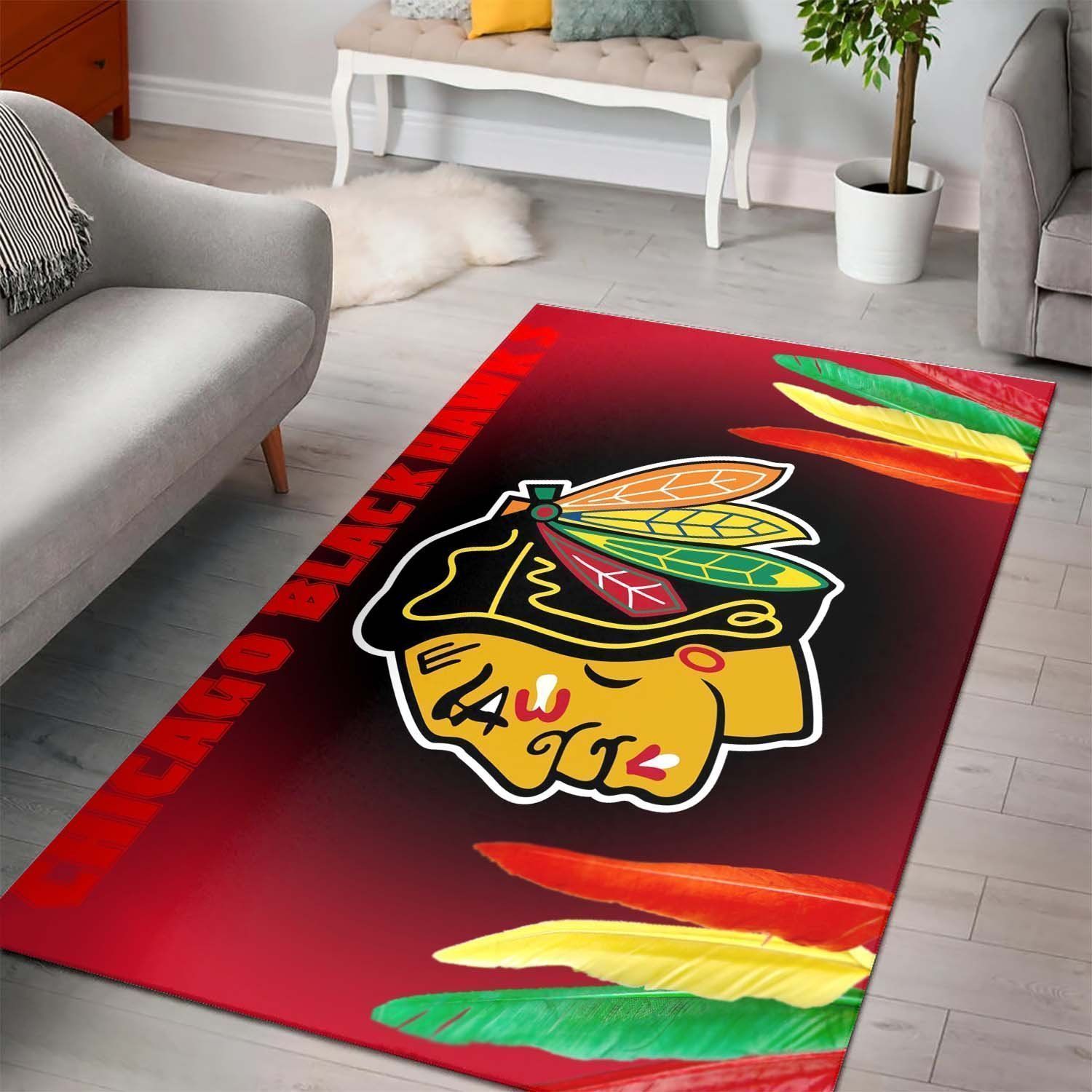 Deschea Chicago Blackhawks Area Rug Nhl Ice Hockey Team Logo V5034