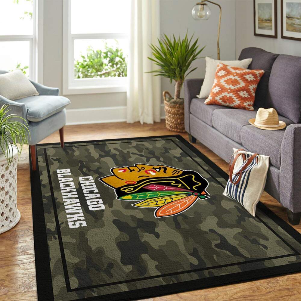 Deschea Chicago Blackhawks Nhl Area Rugs Team Logo Sports