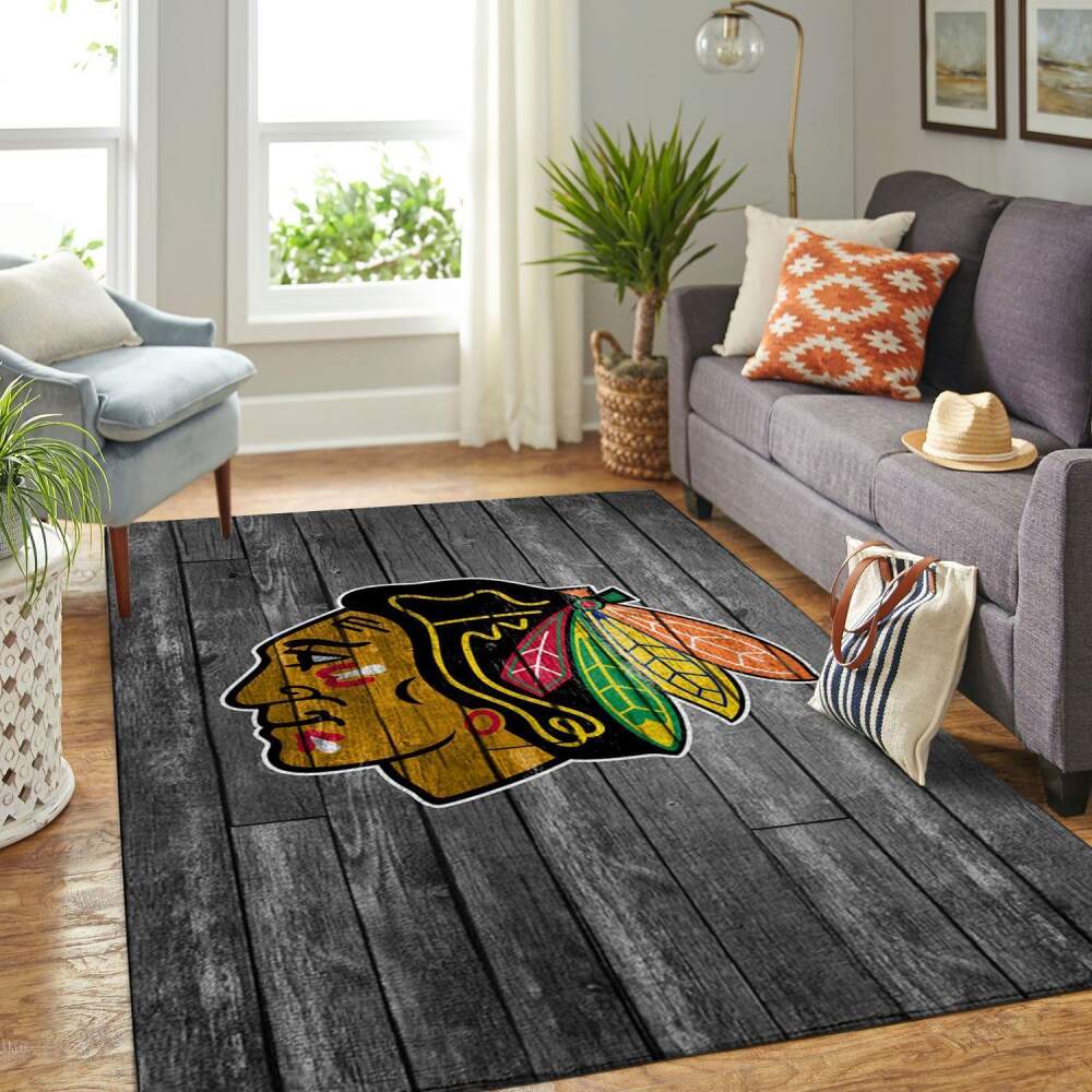 Deschea Chicago Blackhawks Nhl Area Rugs Team Logo Sports