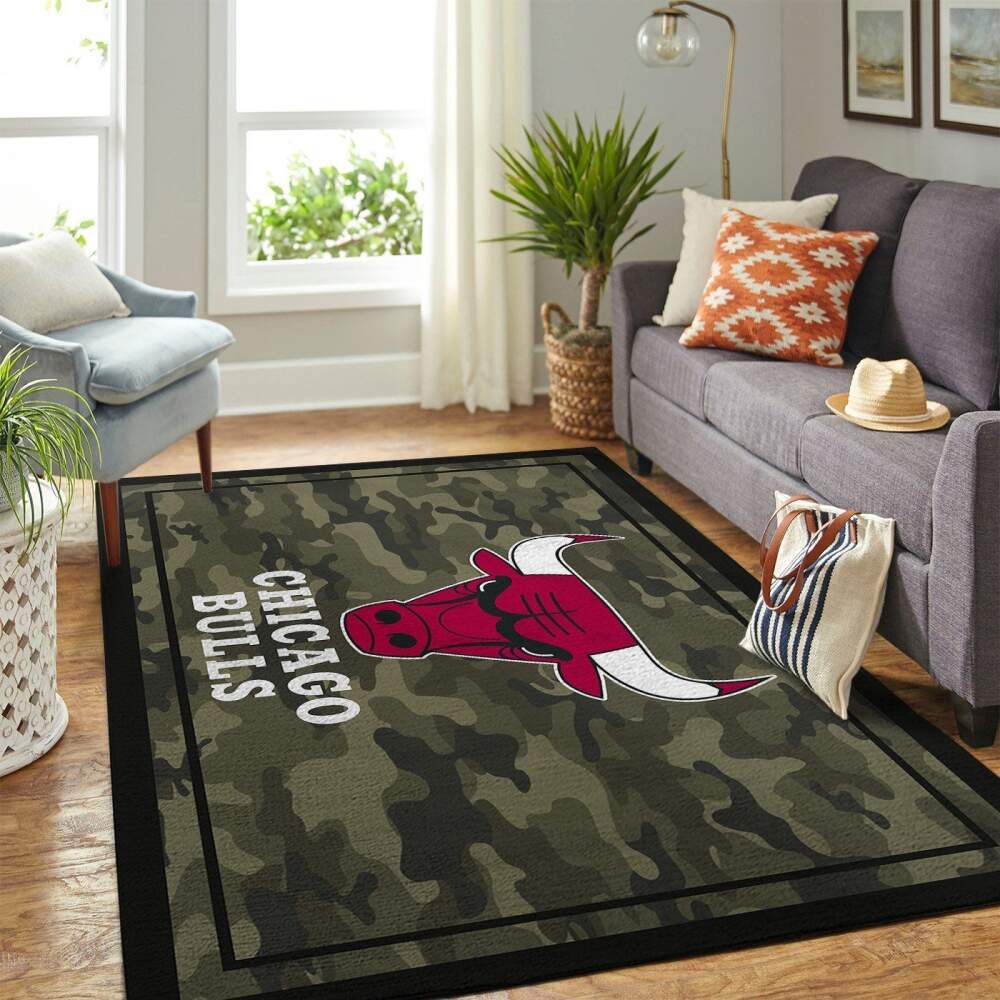 Deschea Chicago Bulls Nba Area Rugs Camo Style Team Logo