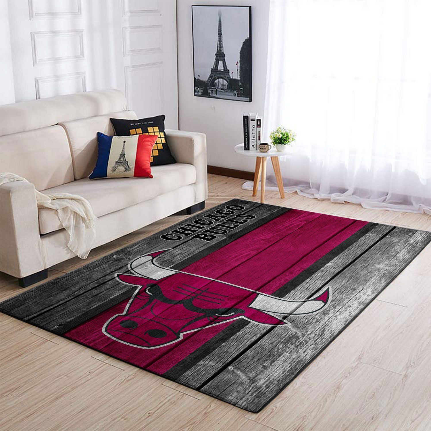 Deschea Chicago Bulls Nba Team Logo Area Rugs Wooden Style Sports