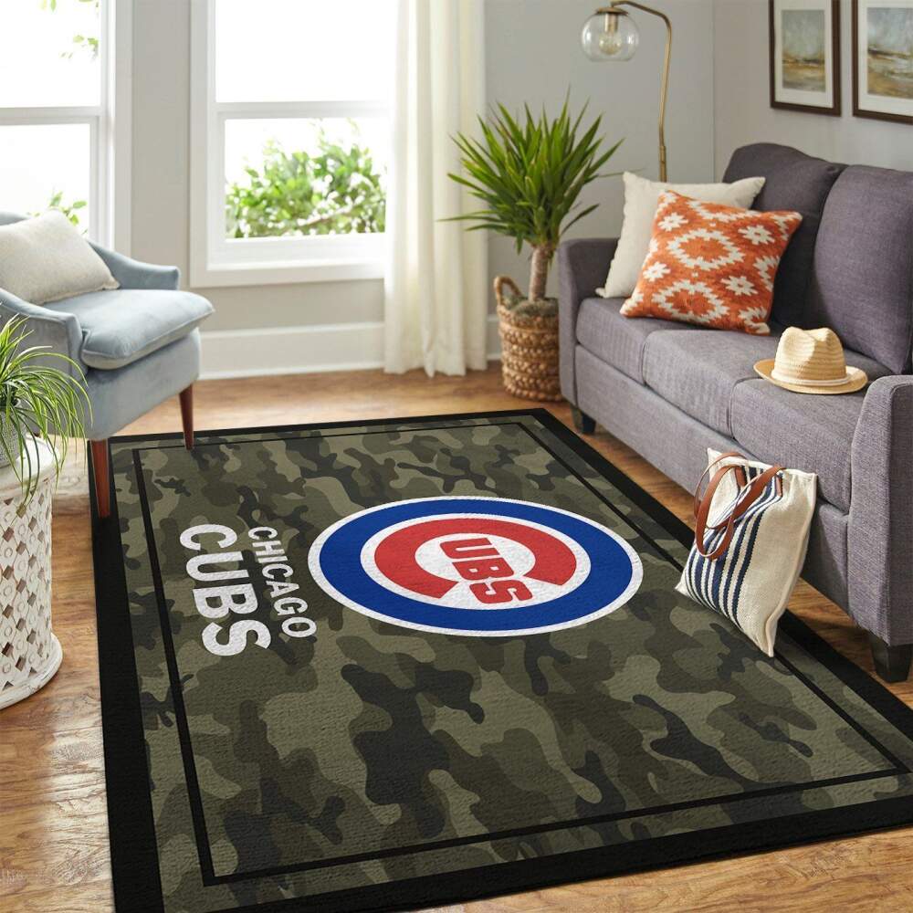 Deschea Chicago Cubs Mlb Area Rugs Camo Style Team Logo