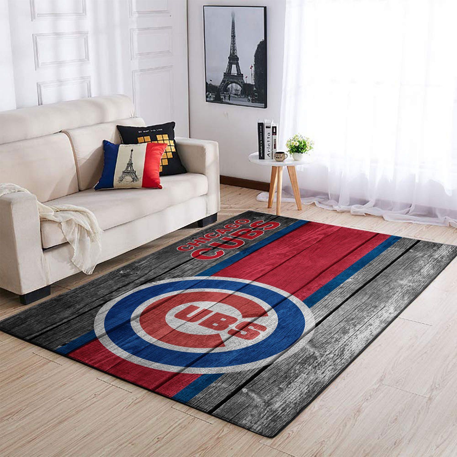 Deschea Chicago Cubs Mlb Team Logo Area Rugs Wooden Style Sports