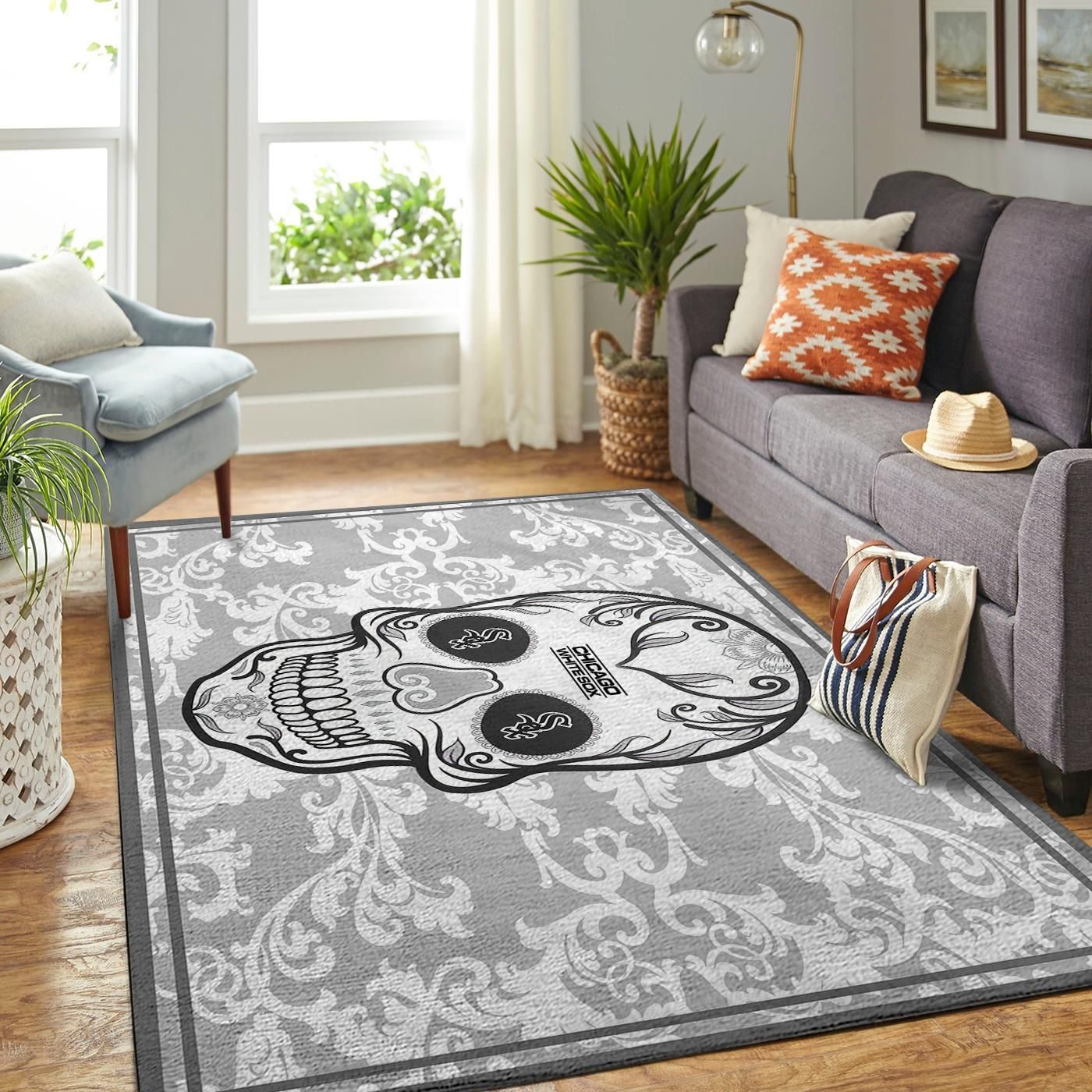 Deschea Chicago White Sox Mlb Area Rugs Team Logo Skull Style Sports