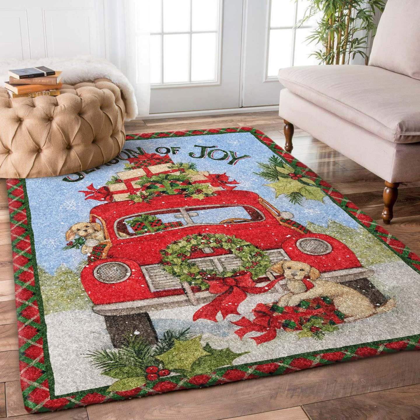 Deschea Christmas Car Dog Limited Edition Rug