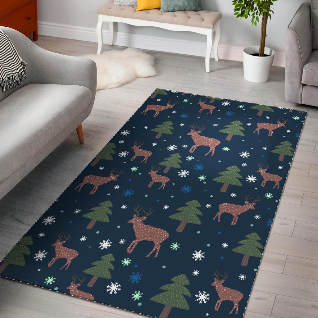 Deschea Christmas Tree Moose Pattern Print Area Rug