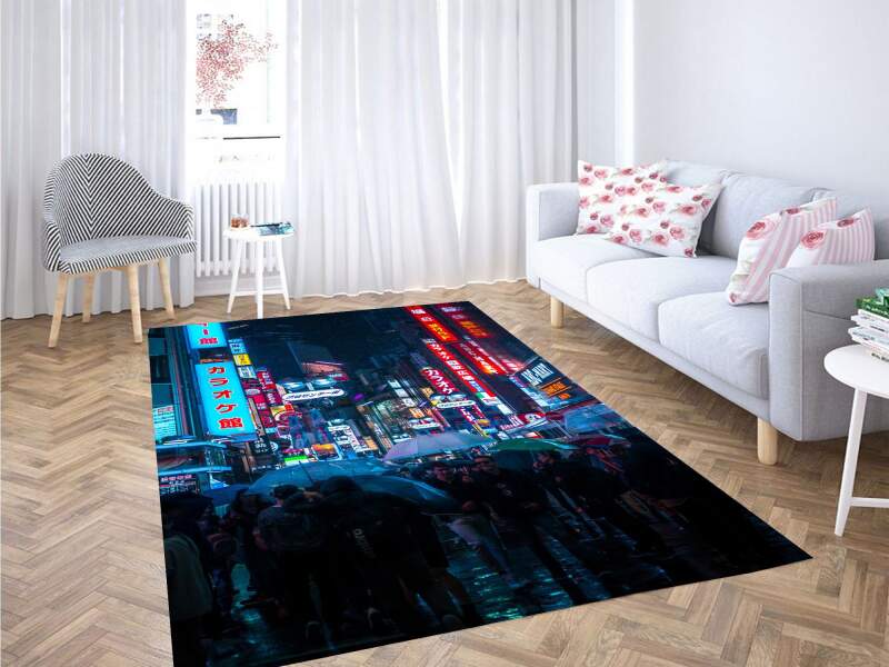 Deschea City Aethetic Japan Vaporwave Carpet Rug