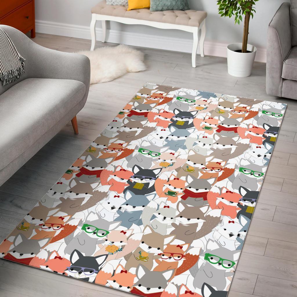 Deschea Colorul Fox Pattern Print Area Limited Edition Rug