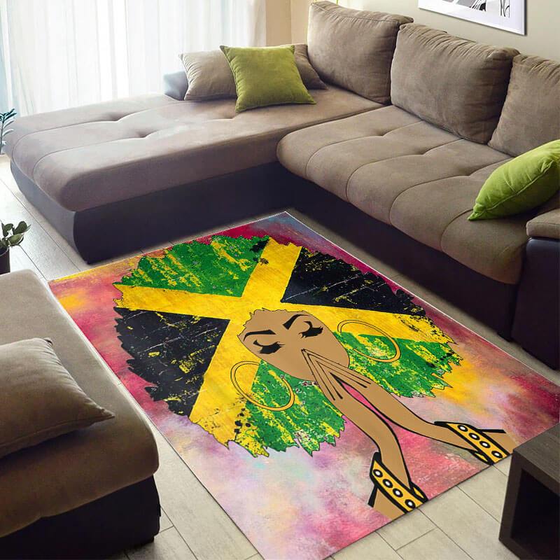 Deschea Cool African American Fancy Inspired Melanin Afro Girl Style Floor Living Room Rug