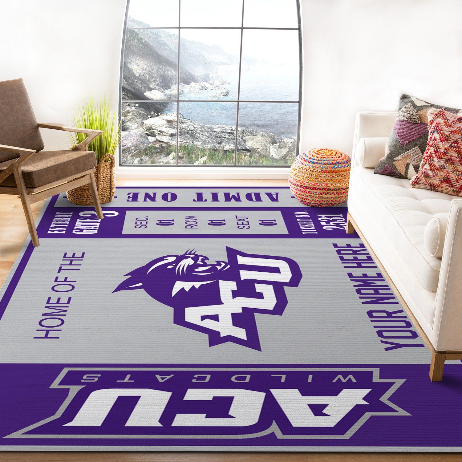 Deschea Customizable Abilene Christian Wildcats Rug – Custom Size And Printing