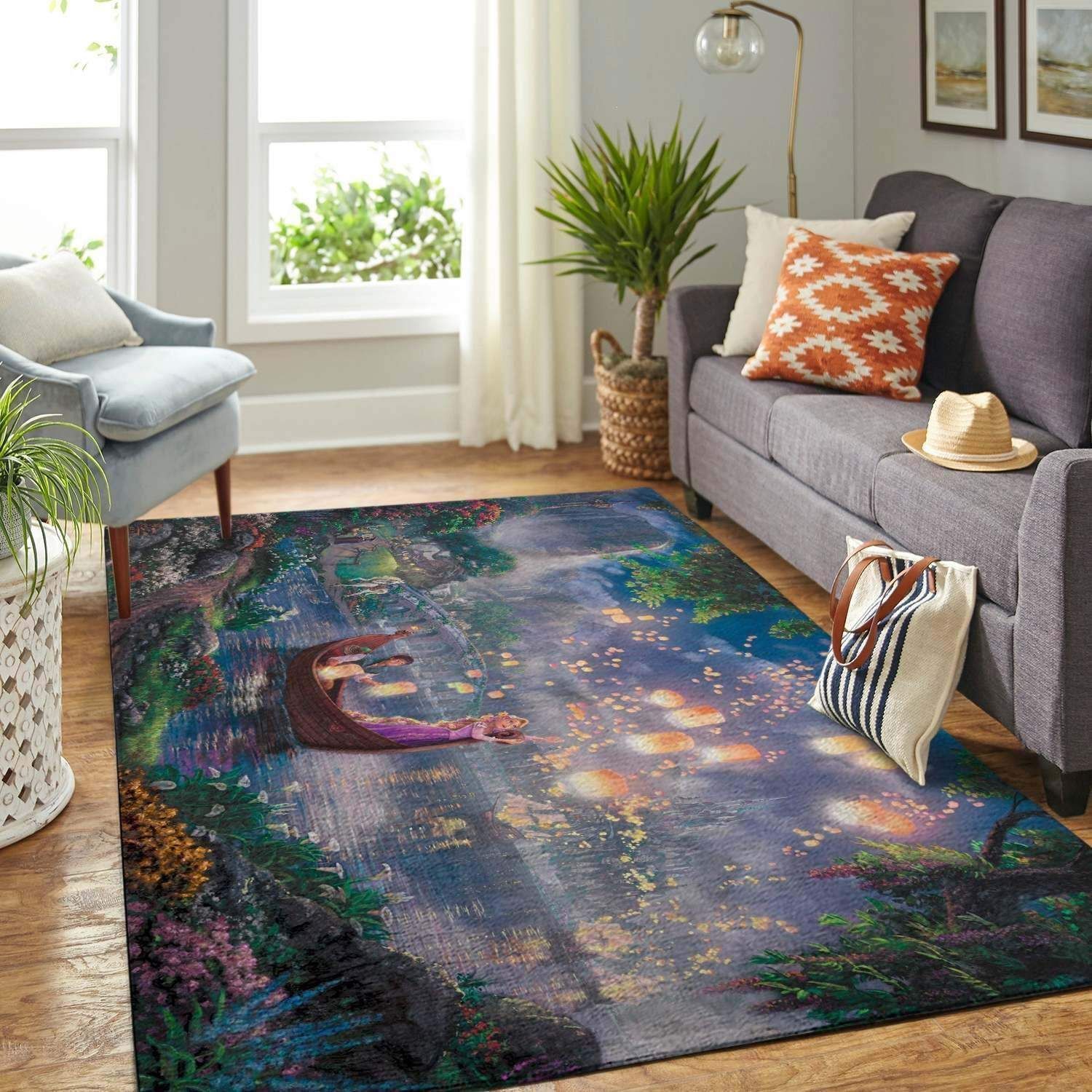 Deschea Disney Fans Rapunzel  Flynn Rider Area Rug By The River Movie beautyus Rug Regtangle