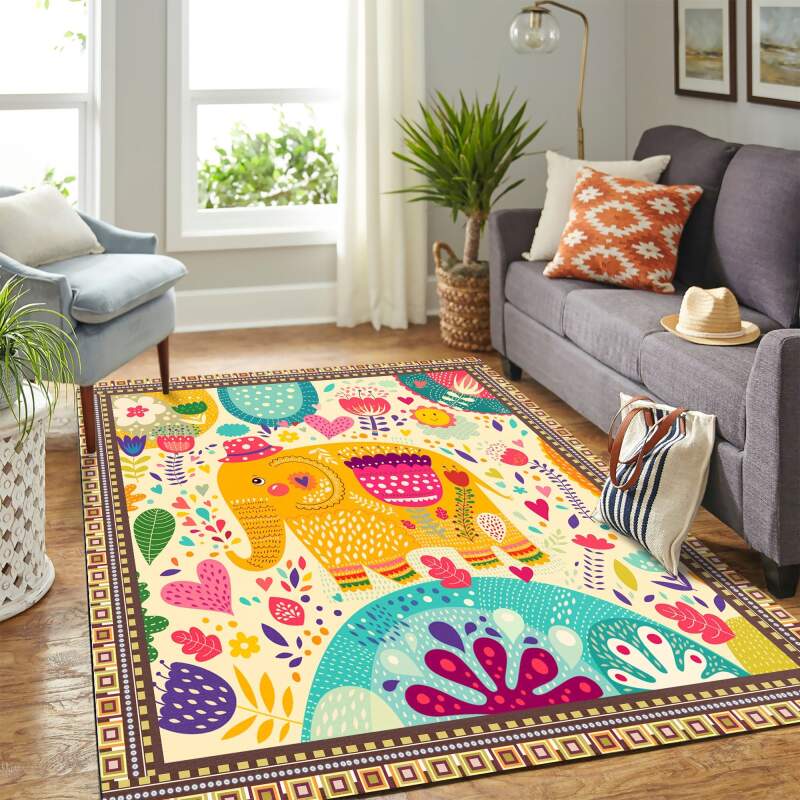 Deschea Elephant Art Mk Carpet Area Rug