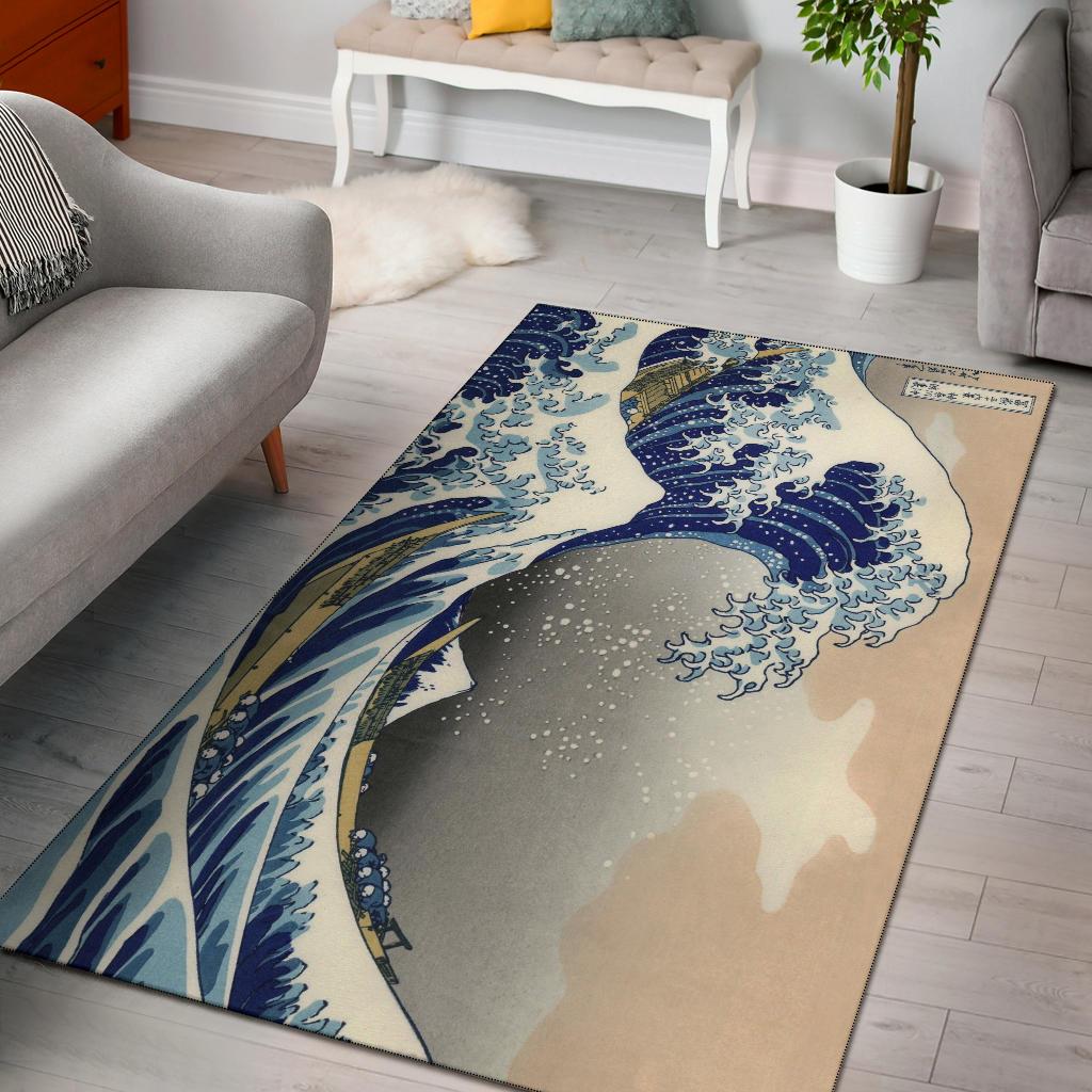 Deschea Great Wave Off Kanagawa Area Rug