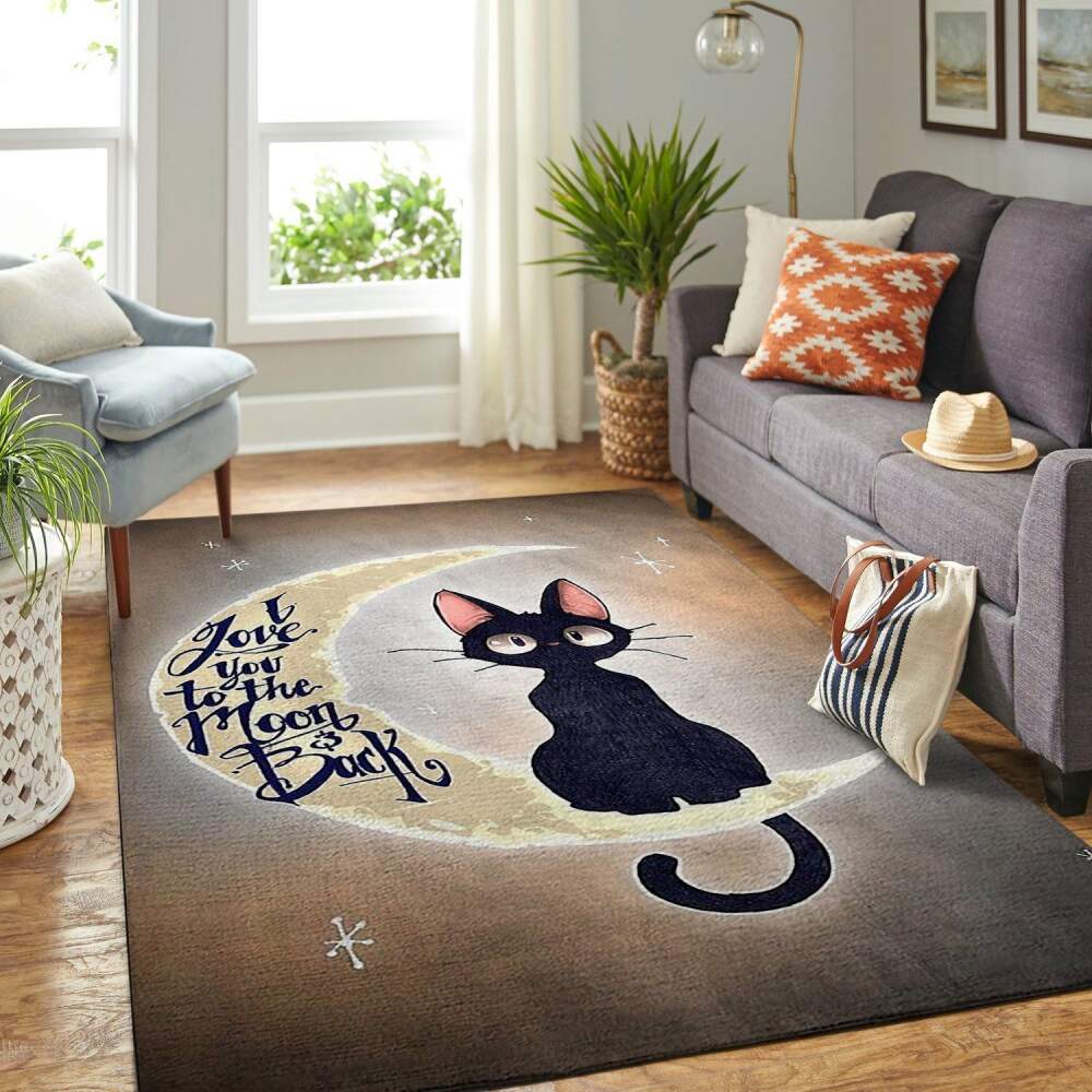 Deschea I Love U To The Moon And Back Cat Area Rug Ofd 190827 Area