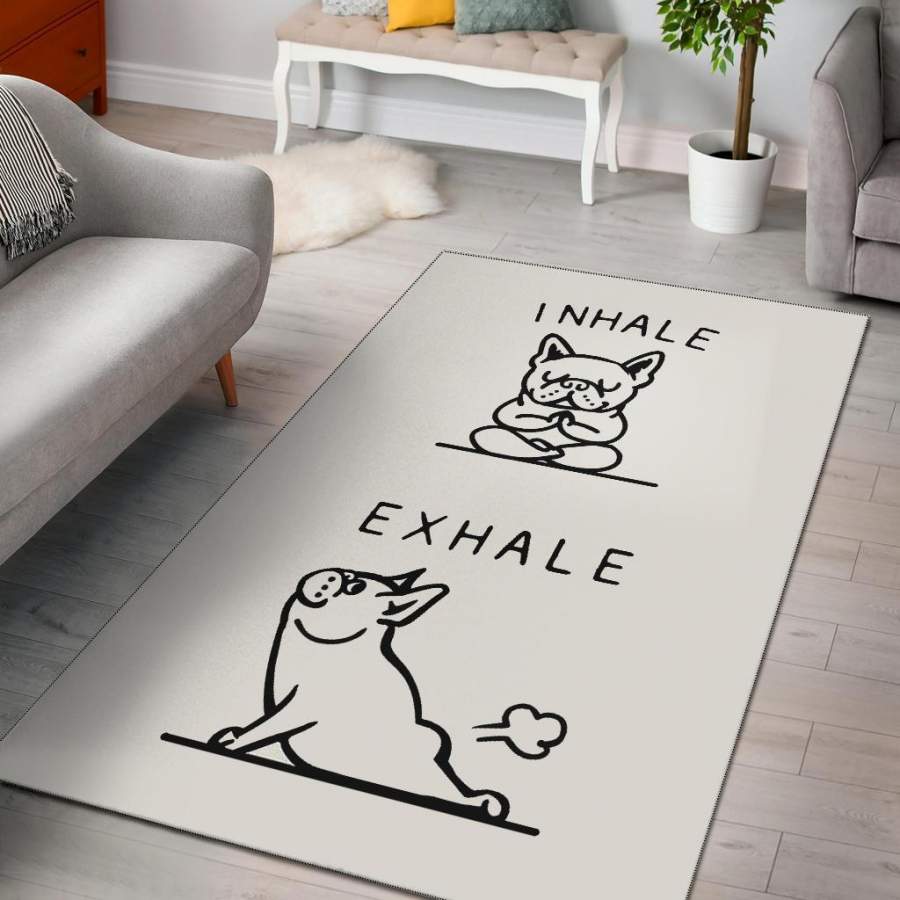 Deschea Inhale Exhale French Bulldog Area Rug