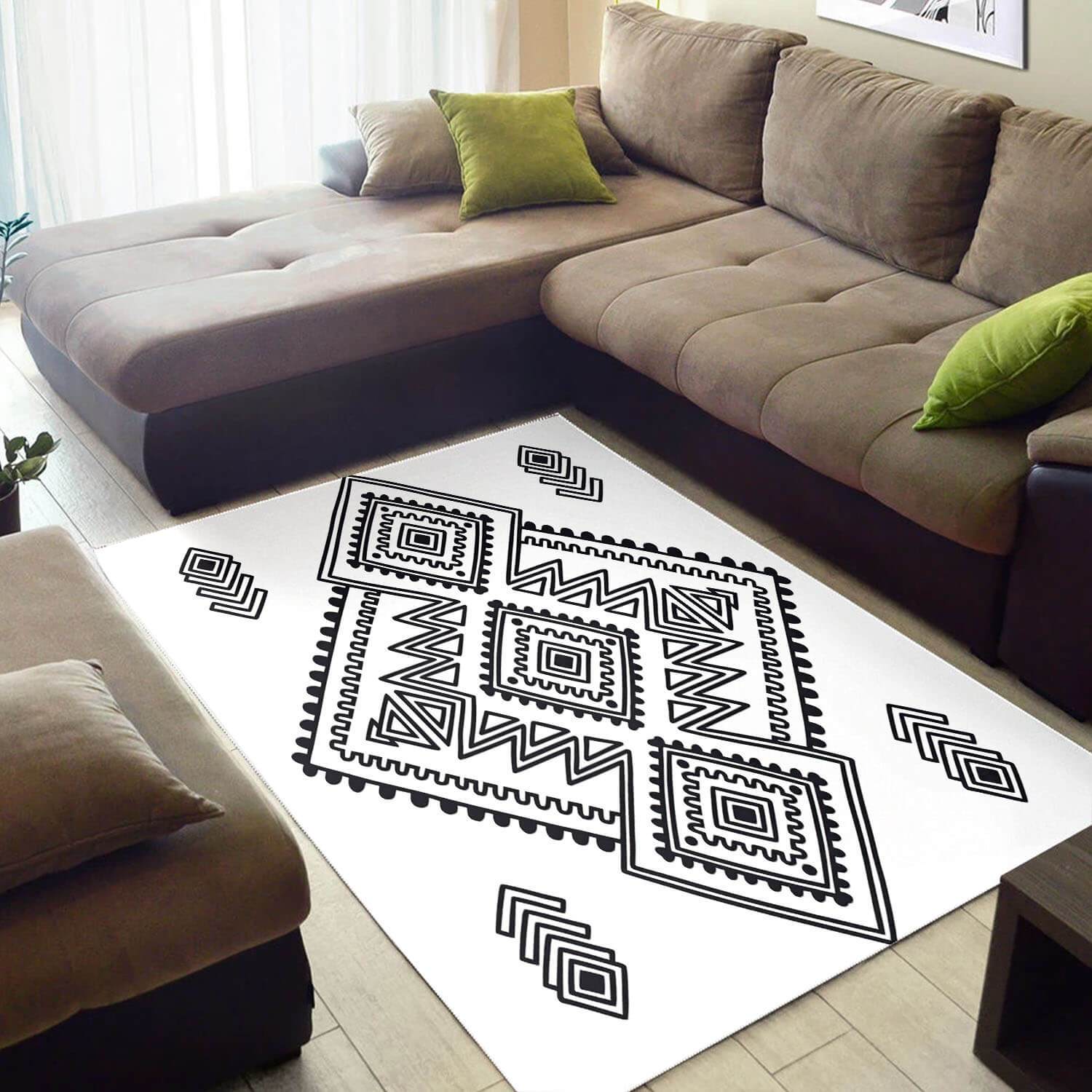 Deschea Inspired African American Vintage Black History Month Ethnic Seamless Pattern Large House Rug