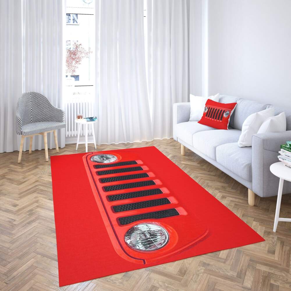 Deschea Jeep Area Rug Red