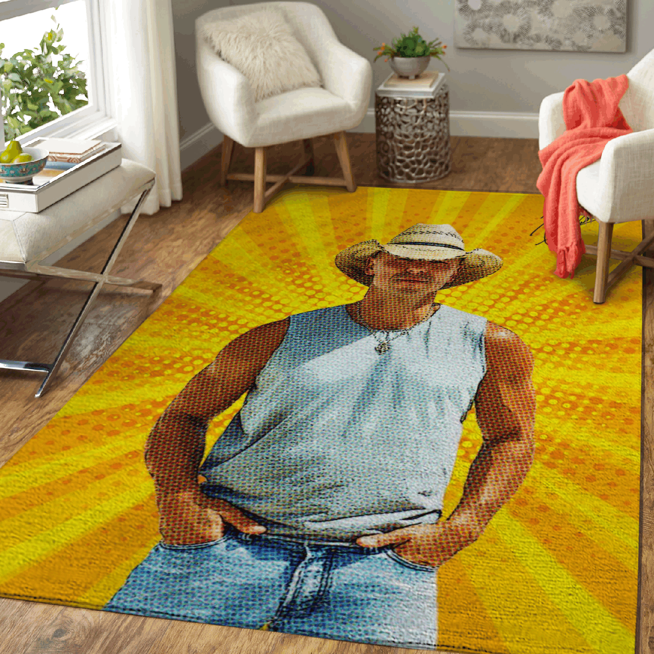 Deschea Kenny Chesney American Country Music Singer Pop Art Area Rug Area