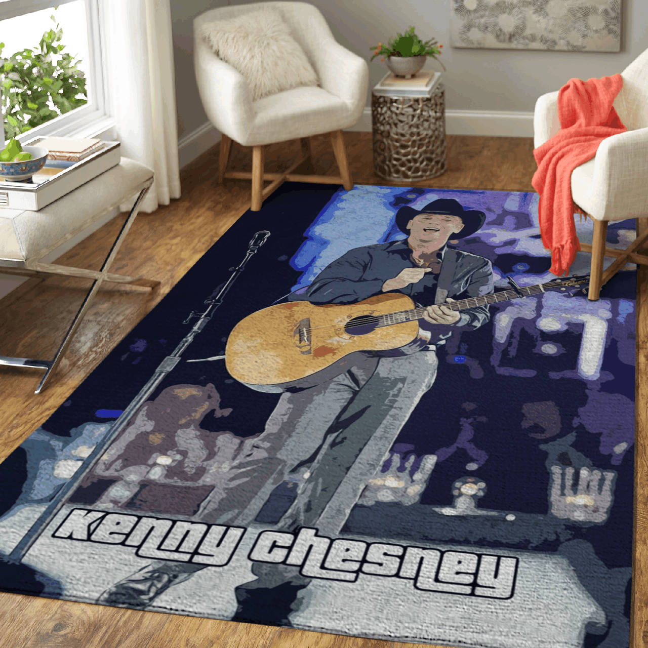 Deschea Kenny Chesney American Singer Art For Fans Area Rug Area