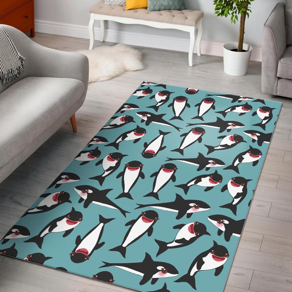 Deschea Killer Whale Orca Print Pattern Area Rug