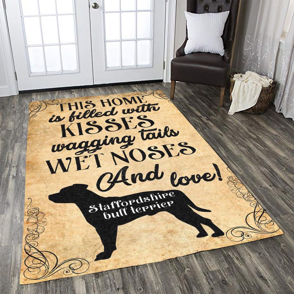 Deschea Kisses Staffordshire Bull Terrier Dhcld0310At Rug