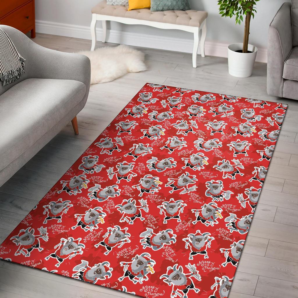 Deschea Krampus Christmas Print Pattern Area Rug