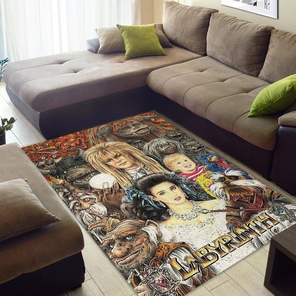 Deschea Labyrinth Colored Pencil Print Movie Area Rugs | Rectangular Indoor Outdoor Area