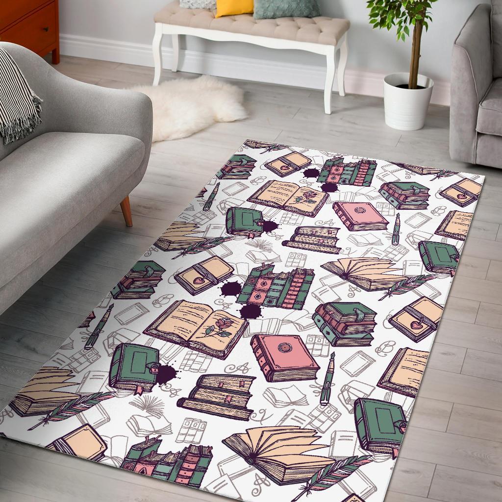 Deschea Library Librarian Book Lover Pattern Print Area Rug