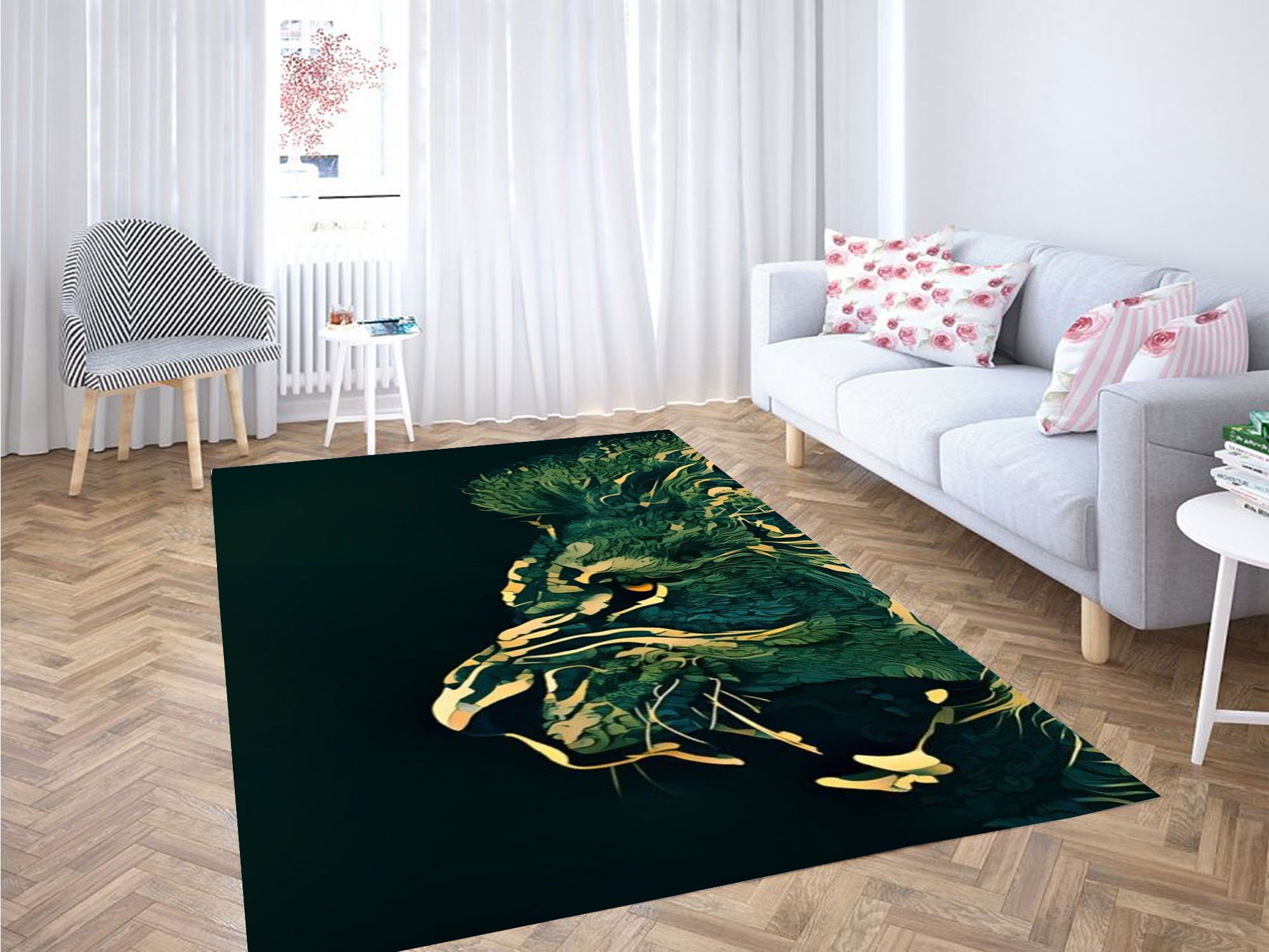 Deschea Lion Wallpaper Carpet Rug