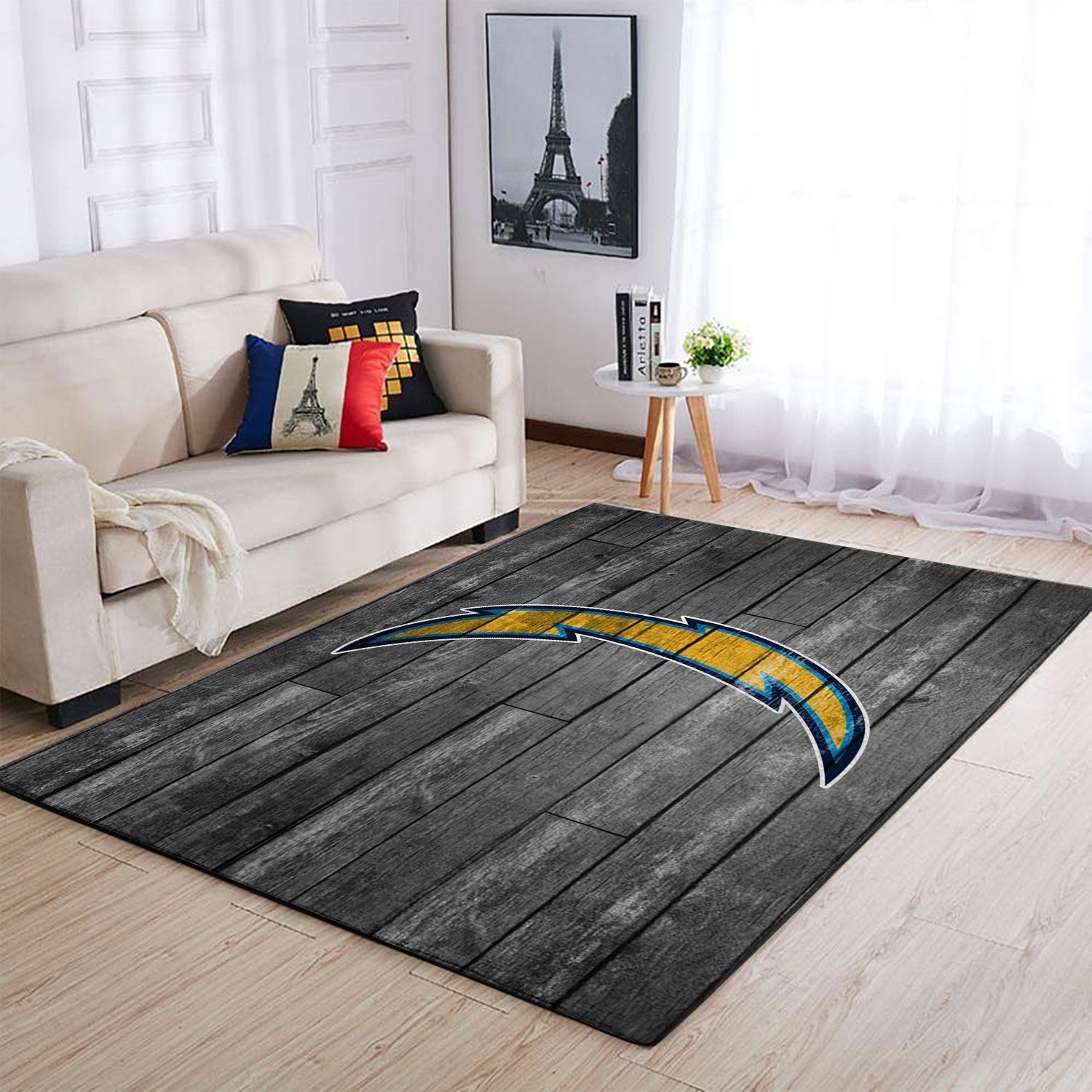 Deschea Los Angeles Chargers Nfl Area Rugs Football Team Logo Wooden