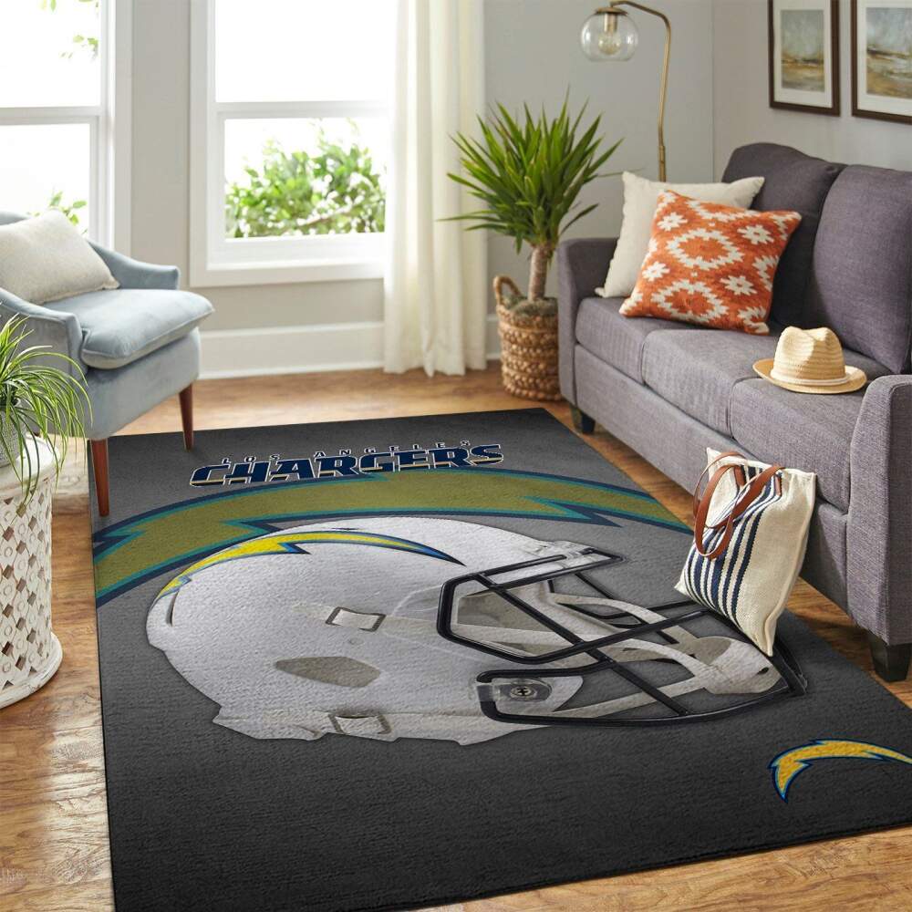 Deschea Los Angeles Chargers Nfl Area Rugs Team Logo Helmet Sports