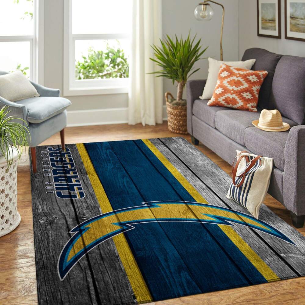 Deschea Los Angeles Chargers Nfl Team Logo Area Rugs Wooden Style Sports