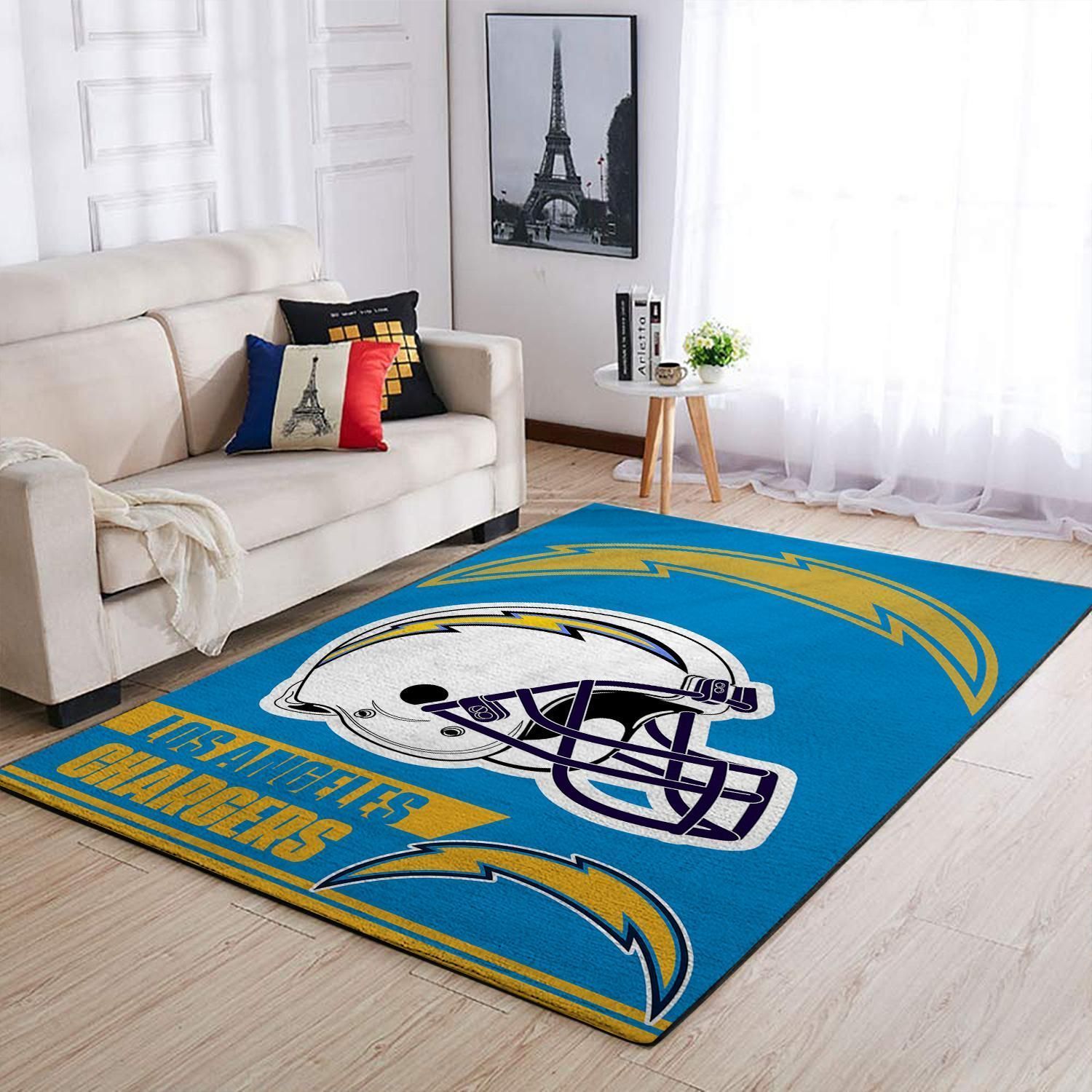 Deschea Los Angeles Chargers Nfl Team Logo Helmet Rectangle Area Rug Area