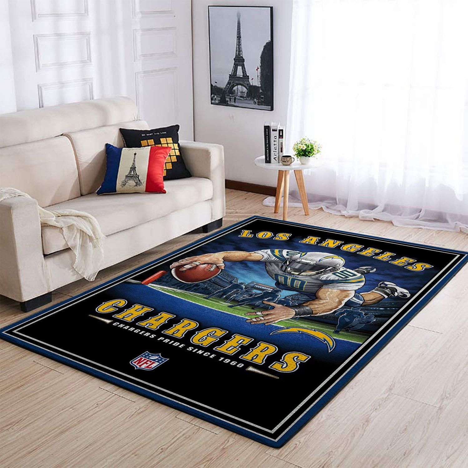 Deschea Los Angeles Chargers Nfl Team Pride Rectangle Area Rug Area