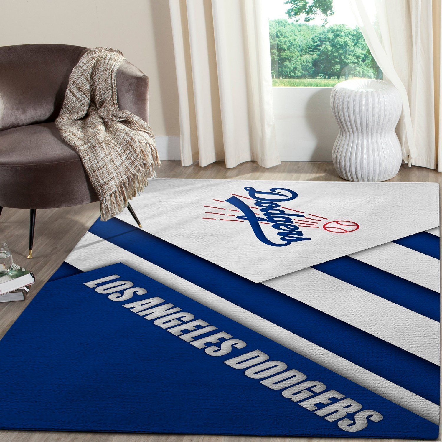 Deschea Los Angeles Dodgers Area Rug Mlb Baseball Team Logo V712