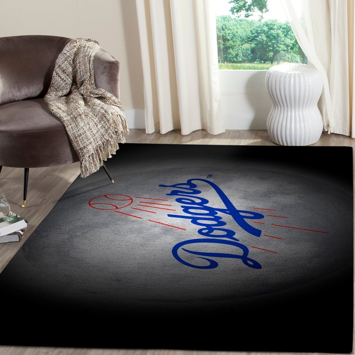 Deschea Los Angeles Dodgers Area Rug Mlb Baseball Team Logo V714