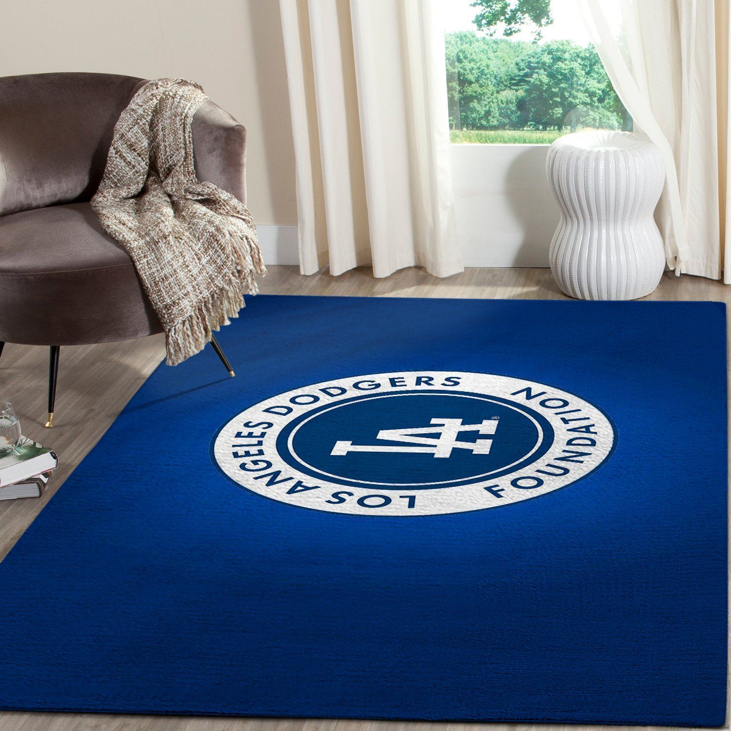 Deschea Los Angeles Dodgers Area Rug Mlb Baseball Team Logo V730