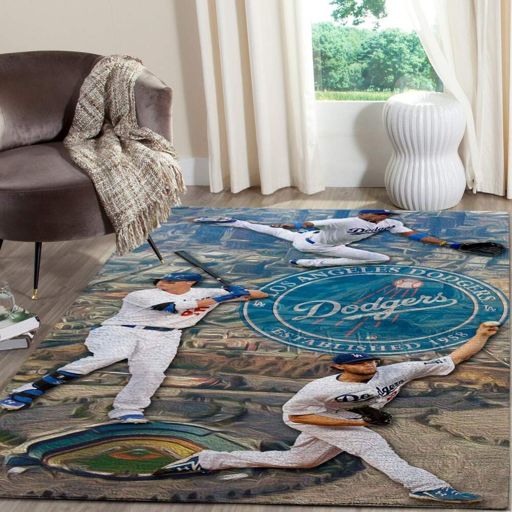 Deschea Los Angeles Dodgers Area Rug Mlb Baseball Team Logo V731