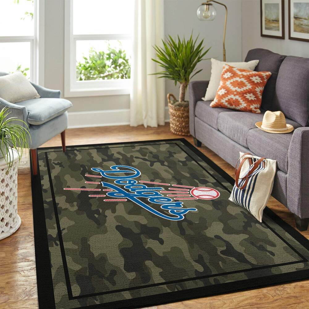 Deschea Los Angeles Dodgers Mlb Area Rugs Camo Style Team Logo