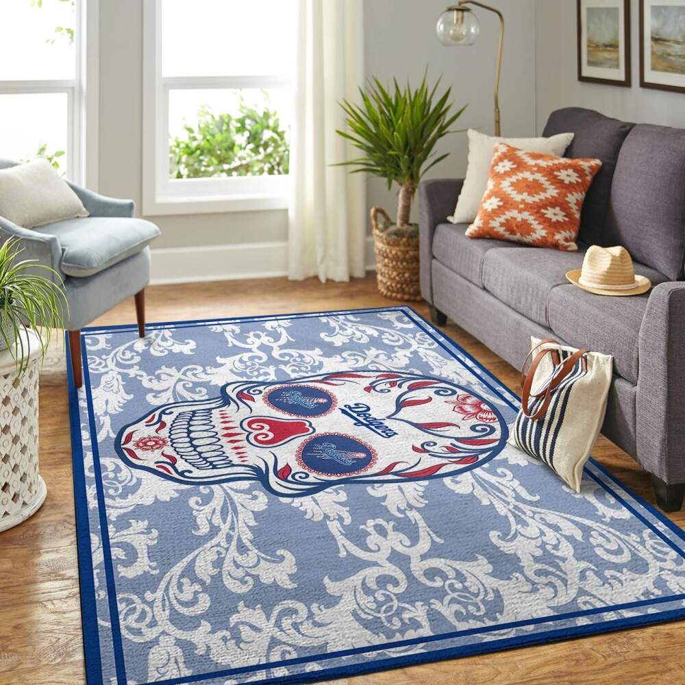 Deschea Los Angeles Dodgers Mlb Area Rugs Team Logo Skull Style Sports