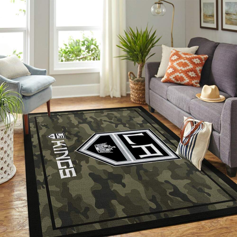 Deschea Los Angeles Kings Nhl Area Rugs Camo Style Team Logo