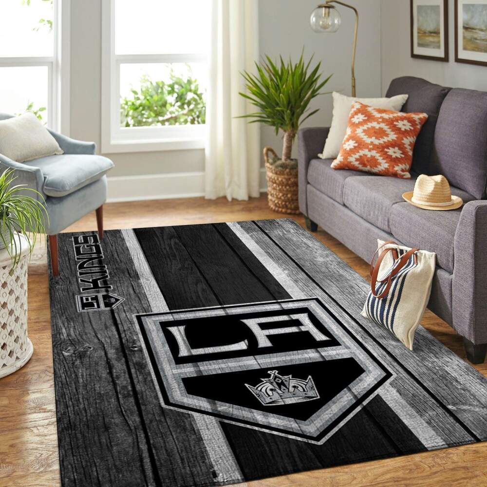 Deschea Los Angeles Kings Nhl Team Logo Area Rugs Wooden Style Sports