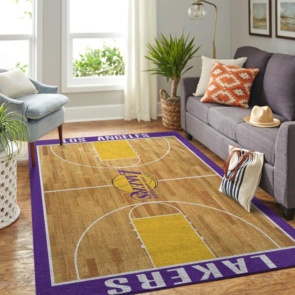 Deschea Los Angeles Lakers Area Rug Nba Basketball Team Logo V543