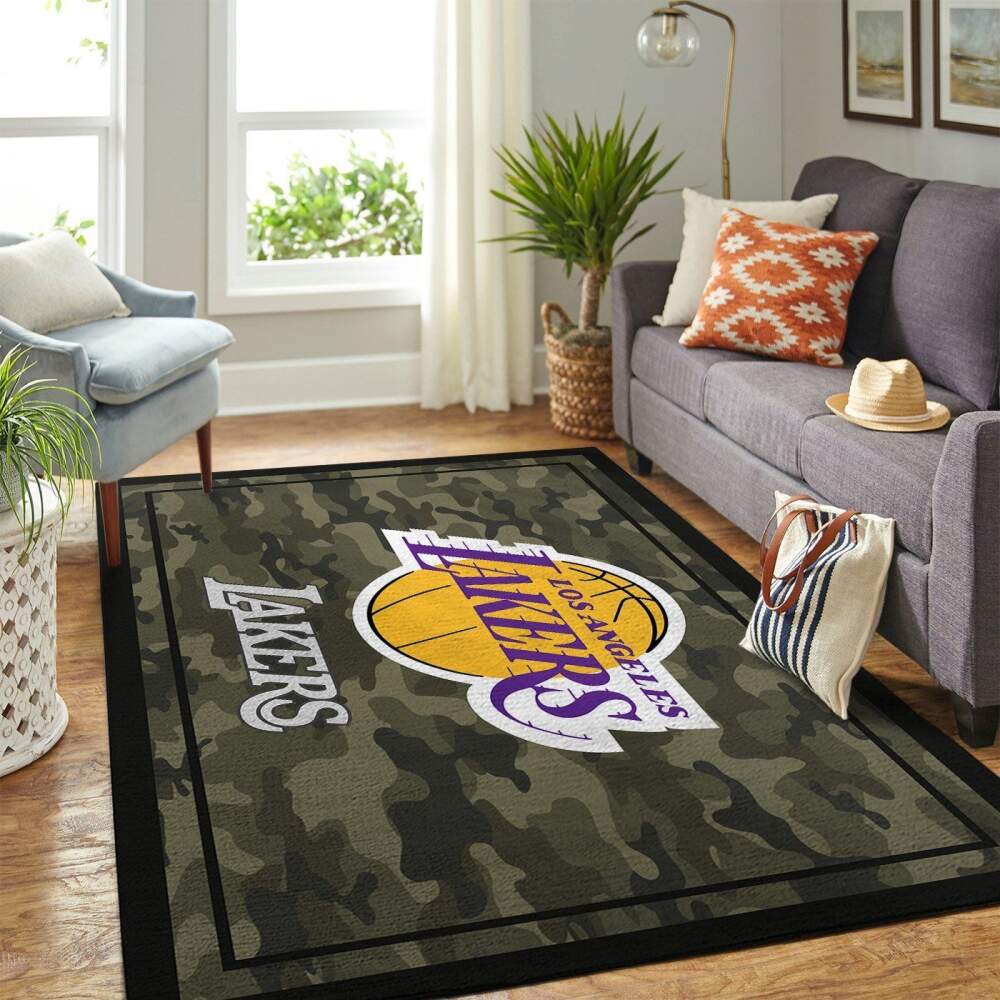 Deschea Los Angeles Lakers Nba Area Rugs Camo Style Team Logo