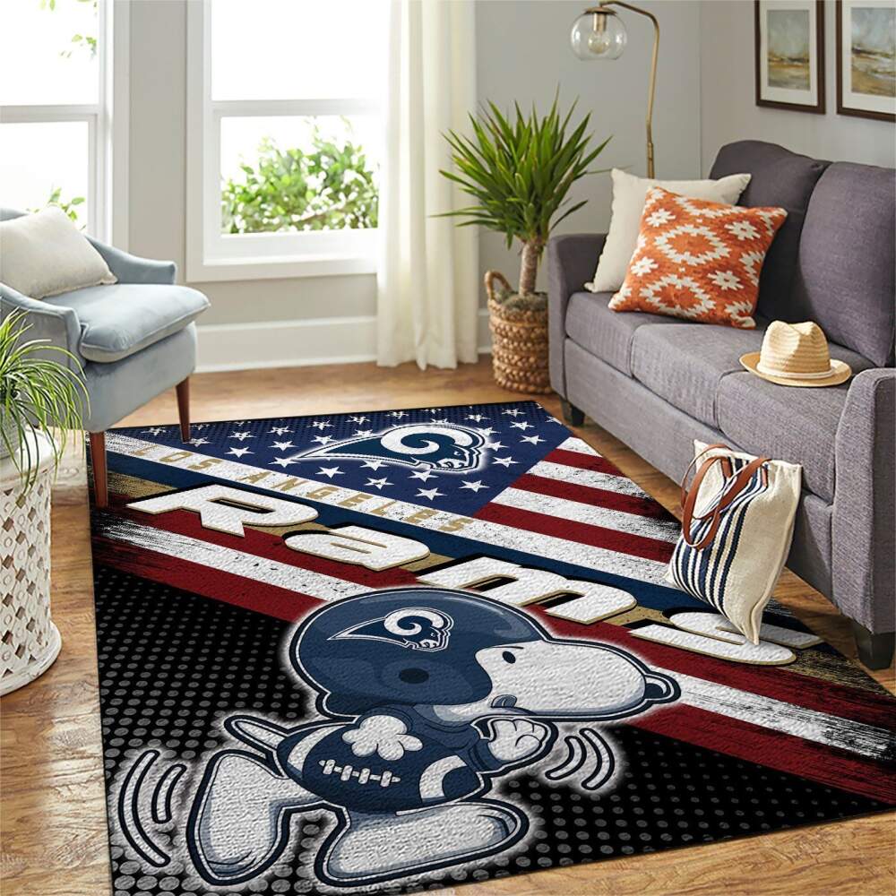 Deschea Los Angeles Rams Nfl Area Rugs American Flag & Snoopy Team Logo Sports